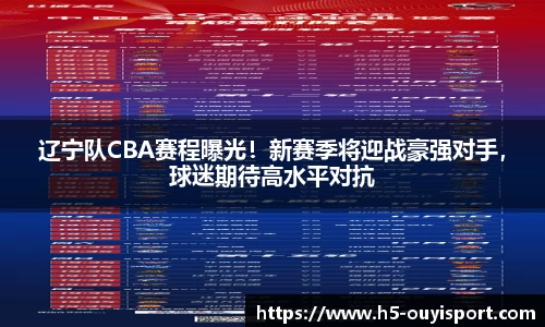 辽宁队CBA赛程曝光！新赛季将迎战豪强对手，球迷期待高水平对抗