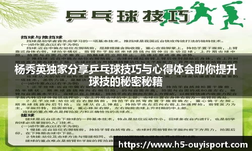 杨秀英独家分享乒乓球技巧与心得体会助你提升球技的秘密秘籍